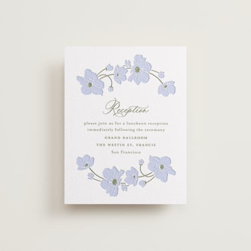 This is a vista letterpress wedding invitations with letterpress by letterfix called anemones printing on white cotton in standard