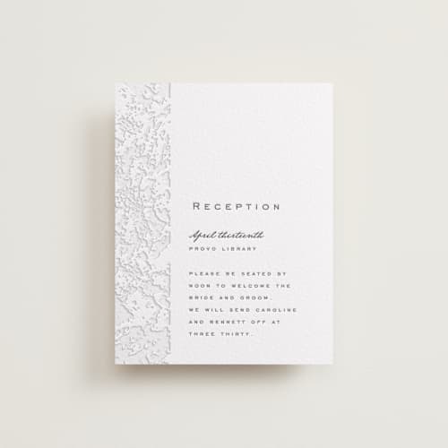 This is a soft black letterpress wedding invitations with letterpress by Erin L. Wilson called subtle marble printing on white cotton in standard