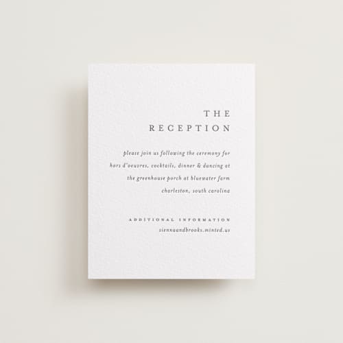 This is a soft black letterpress wedding invitations with letterpress by Pixel and Hank called floral cascade printing on white cotton in standard