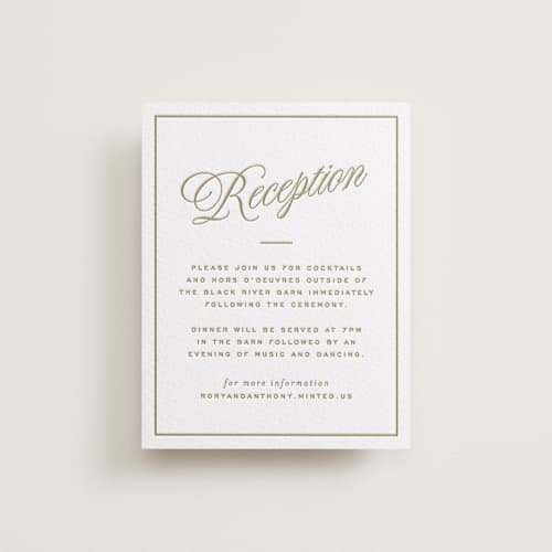 This is a olive letterpress wedding invitations with letterpress by Ellen Schlegelmilch called rory printing on white cotton in standard