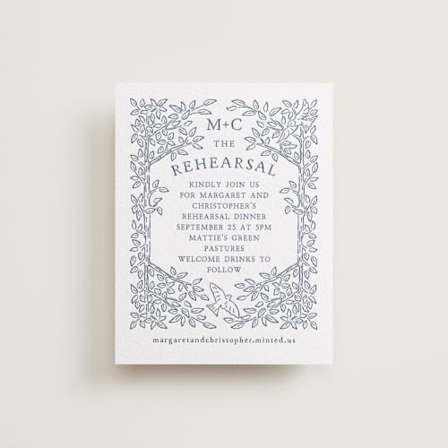 This is a blueberry enclosure cards with letterpress by Paper Sun Studio called whimsical woodland printing on white cotton in standard