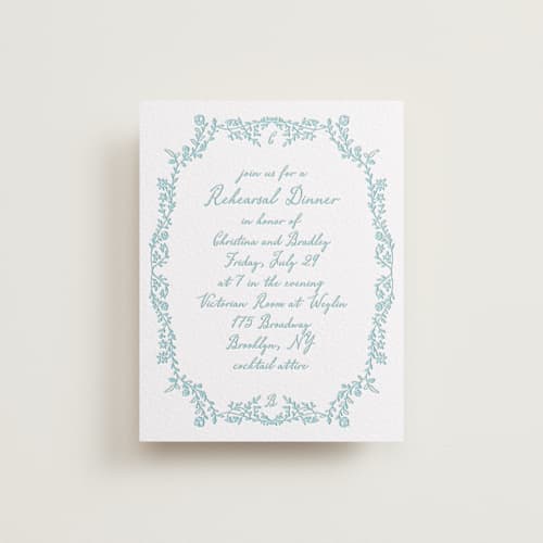 This is a robin's egg enclosure cards with letterpress by Creo Study called garden romance printing on luxe white cotton in standard