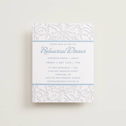 This is a robin's egg enclosure cards with letterpress by Morgan Kendall called victorian chic printing on white cotton in standard