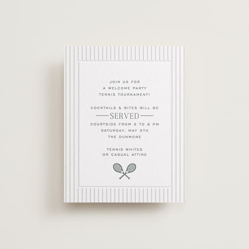 This is a fern | blind deboss enclosure cards with letterpress by Megan Davis called isle printing on luxe white cotton in standard