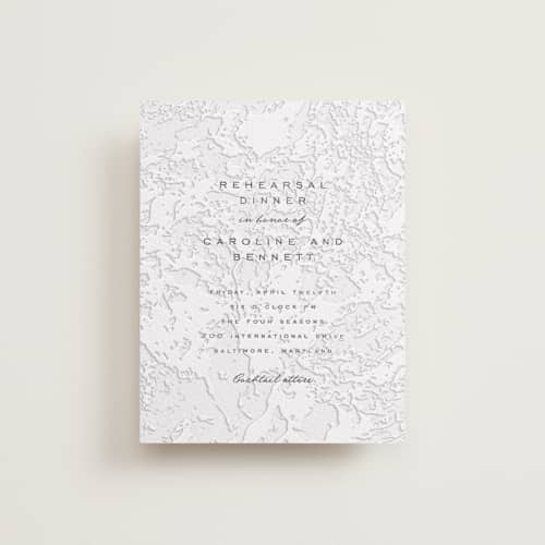 This is a soft black enclosure cards with letterpress by Erin L. Wilson called subtle marble printing on white cotton in standard