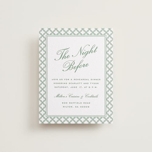 This is a fern enclosure cards with letterpress by Angela Garrick called garden trellis printing on white cotton in standard