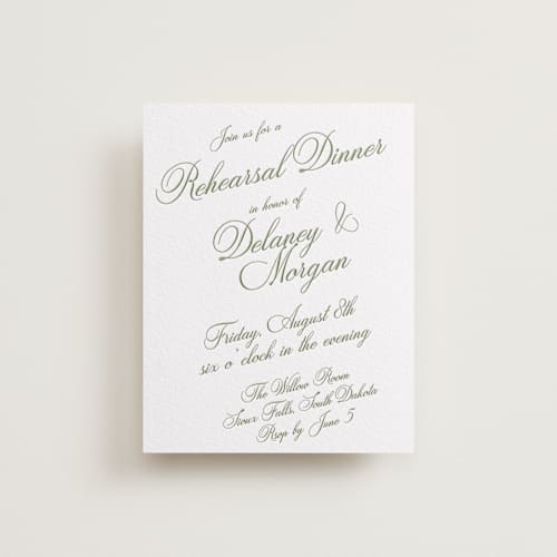 This is a olive enclosure cards with letterpress by Cass Loh called classic bold border printing on white cotton in standard