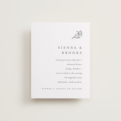 This is a soft black enclosure cards with letterpress by Pixel and Hank called floral cascade printing on white cotton in standard