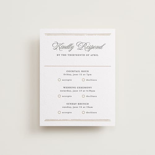 This is a maraschino | soft black rsvp cards with letterpress by Kate Ahn called lake como printing on white cotton in standard