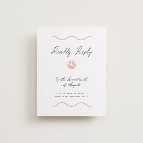 This is a paloma | soft black rsvp cards with letterpress by Alston Foster called ocean love printing on white cotton in standard