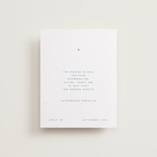 This is a pacific blue rsvp cards with letterpress by Blustery August called cheers printing on white cotton in standard