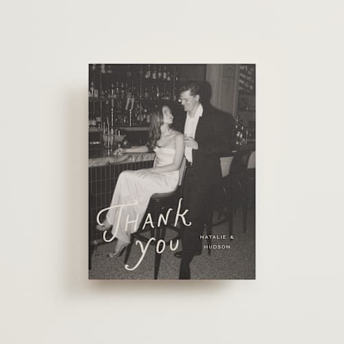 This is a shadow wedding thank you cards with standard by Pixel and Hank called lovers printing on recycled smooth signature in standard