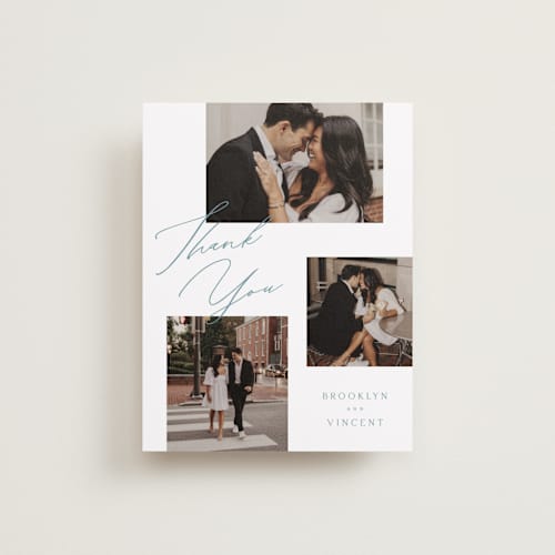 This is a sky wedding thank you cards with standard by Kelly Schmidt called merryvale printing on recycled smooth signature in standard