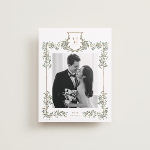 This is a lake wedding thank you cards with standard by Leah Bisch called arbour printing on recycled smooth signature in standard