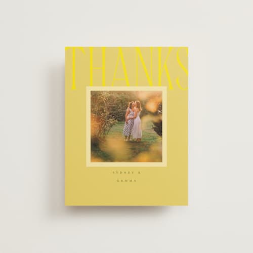 This is a island citrus wedding thank you cards with standard by Morgan Kendall called bloom printing on recycled smooth signature in standard