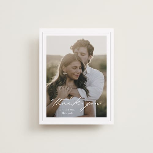 This is a cotton wedding thank you cards with standard by Stacey Meacham called modern air printing on recycled smooth signature in standard