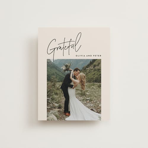 This is a champagne wedding thank you cards with standard by JoAnn Jinks called signed printing on recycled smooth signature in standard
