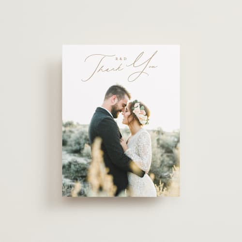 This is a spring wedding thank you cards with standard by Phrosné Barwood called floral arch printing on recycled smooth signature in standard