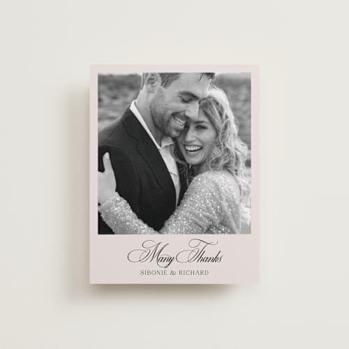 This is a ivory wedding thank you cards with standard by Melanie Kosuge called sibonie printing on recycled smooth signature in standard