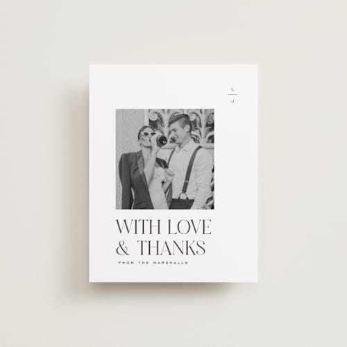 This is a diamond wedding thank you cards with standard by Heather Cairl called clarity printing on recycled smooth signature in standard