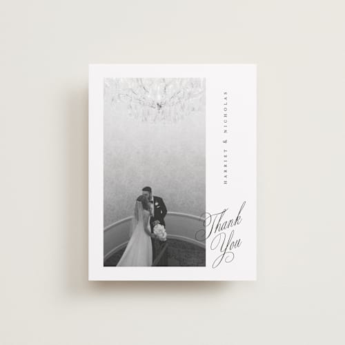 This is a noir slate wedding thank you cards with standard by Ana de Sousa called written with love printing on recycled smooth signature in standard