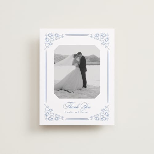 This is a sky wedding thank you cards with standard by Robert and Stella called constance printing on recycled smooth signature in standard