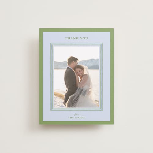 This is a coastal wedding thank you cards with standard by Madhvi Samimi called hydrangea vines printing on recycled smooth signature in standard