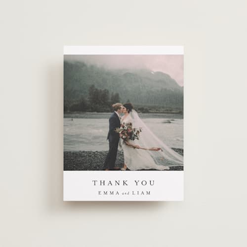 This is a classic white wedding thank you cards with standard by Design Lotus called a thousand years printing on recycled smooth signature in standard
