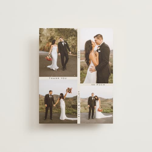 This is a ecru wedding thank you cards with standard by Morgan Kendall called grid printing on recycled smooth signature in standard
