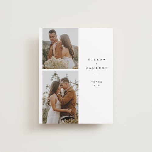 This is a snow wedding thank you cards with standard by Joanna Griffin called classic printing on recycled smooth signature in standard