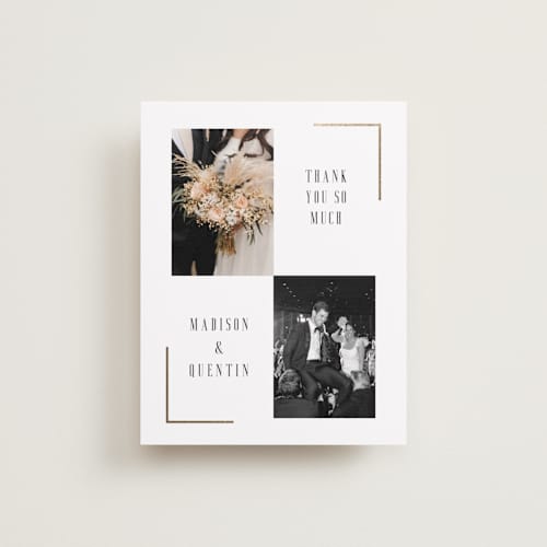 This is a lily wedding thank you cards with foil pressed by Heather Schertzer called documentary printing on recycled smooth signature in standard