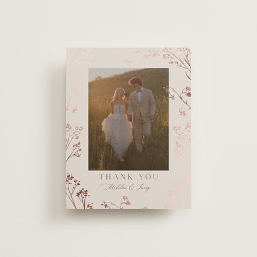 This is a almond wedding thank you cards with foil pressed by frau brandt called shining florals printing on recycled smooth signature in standard