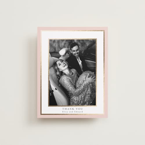 This is a blush wedding thank you cards with foil pressed by Susan Moyal called blooming vine printing on recycled smooth signature in standard
