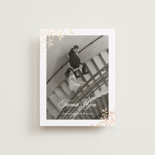 This is a chiffon wedding thank you cards with foil pressed by Kristie Kern called aperol printing on recycled smooth signature in standard