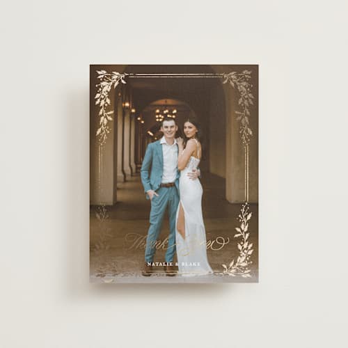This is a diamond wedding thank you cards with foil pressed by Kate Ahn called lake como printing on recycled smooth signature in standard