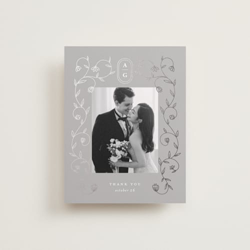 This is a moon wedding thank you cards with foil pressed by chocomocacino called cantuccini printing on recycled smooth signature in standard