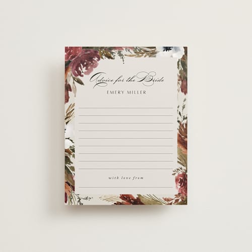 This is a autumn bridal shower insert cards with standard by Kate Ahn called poetique printing on signature in standard