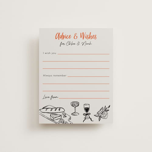 This is a sunset bridal shower insert cards with standard by Elly called gathering printing on signature in standard