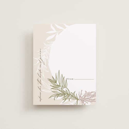 This is a taupe bridal shower insert cards with standard by Phrosné Barwood called botanical frame printing on signature in standard