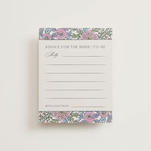 This is a hydrangea bridal shower insert cards with standard by Jen Owens called fragrance printing on signature in standard