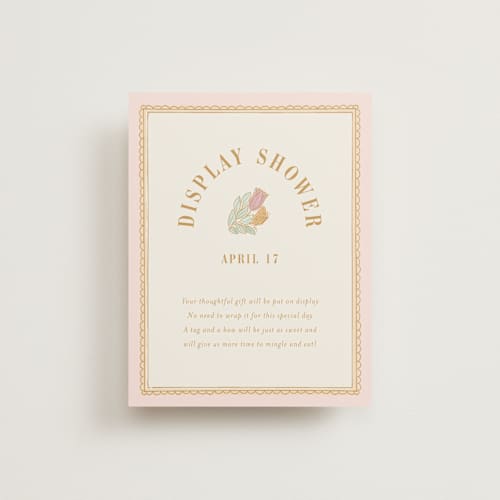 This is a romantic rose bridal shower insert cards with standard by Simona Camp called gilded bridal gown printing on signature in standard