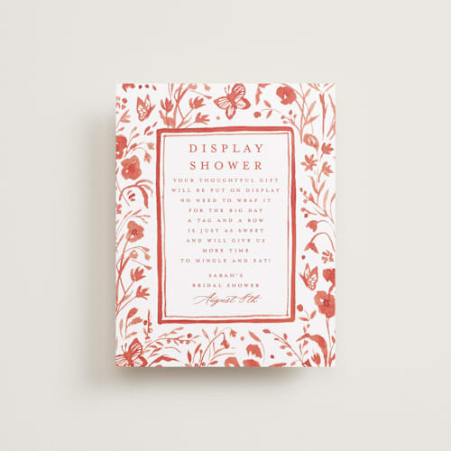 This is a scarlet bridal shower insert cards with standard by Teju Reval called romantic fields printing on signature in standard