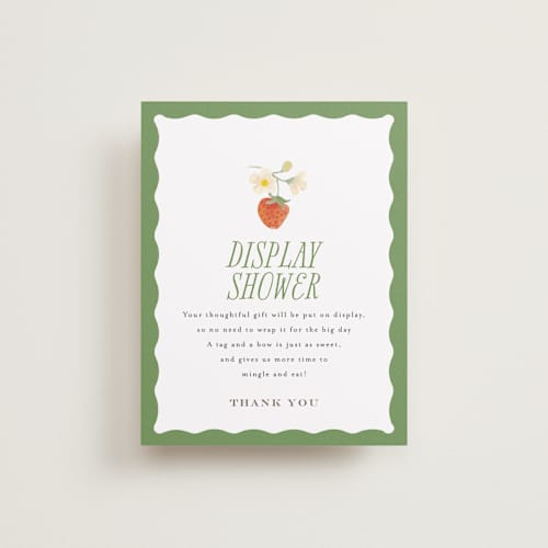 This is a strawberry bridal shower insert cards with standard by Itsy Belle Studio called so berry sweet printing on signature in standard