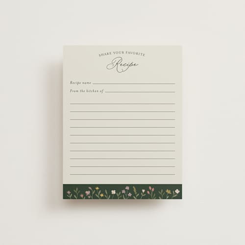 This is a juniper bridal shower insert cards with standard by Katherine Moynagh called floral greenery printing on signature in standard