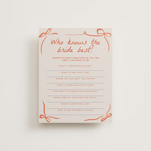 This is a rosette bridal shower insert cards with standard by Vera Lim called bridalcake printing on signature in standard