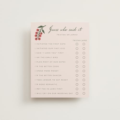 This is a tomato bridal shower insert cards with standard by Katharine Watson called cherry tomatoes printing on signature in standard