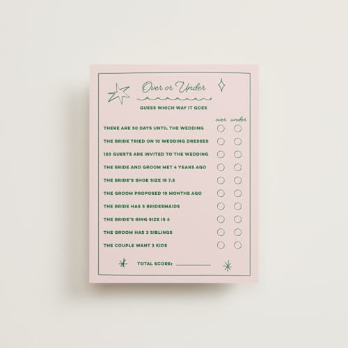 This is a avocado bridal shower insert cards with standard by Helena Vitto called crazy little thing called love printing on signature in standard