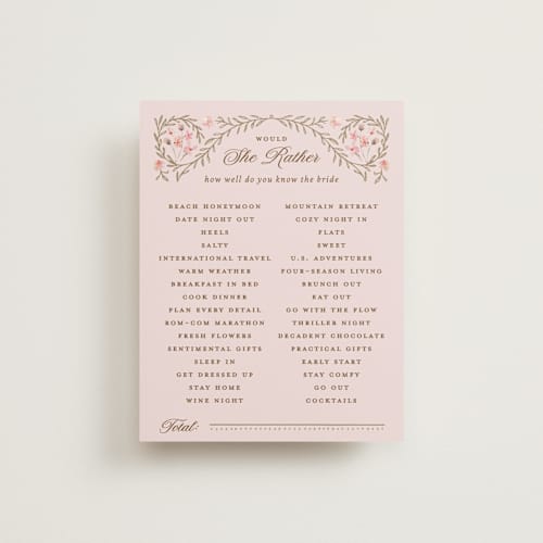 This is a versailles bridal shower insert cards with standard by Claudia Orengo called victorian printing on signature in standard