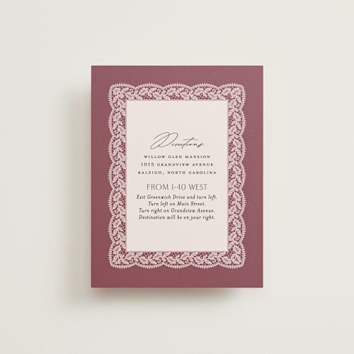 This is a mauve enclosure cards with standard by Erica Krystek called chantilly printing on signature in standard