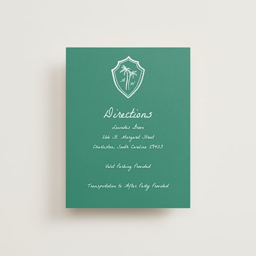 This is a palm enclosure cards with standard by Erika Firm called palm tree crest printing on signature in standard